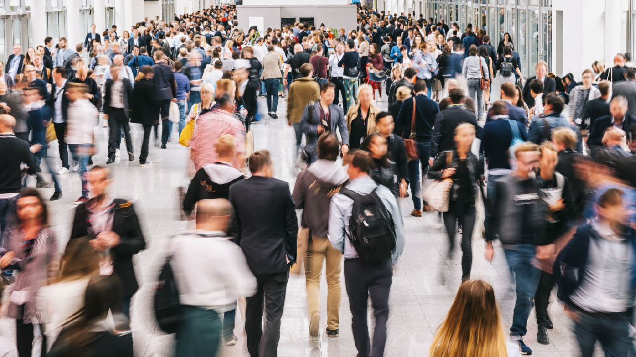 Pedestrians on concourse